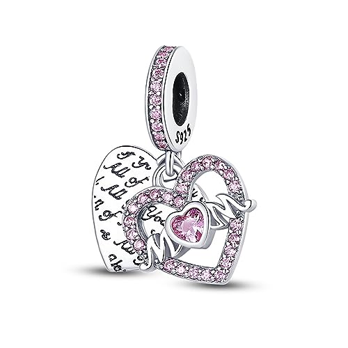 Geralin Gioielli Damen Charm-Anhänger Herz Mom Strass Charm Beads 925 Sterling Silber Spacer Metallperle Für Frauen Mädchen Geschenk von Geralin Gioielli