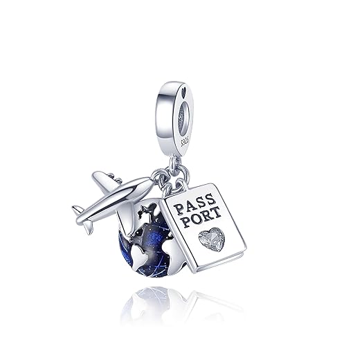 Geralin Gioielli Damen Charm-Anhänger Reisen Urlaub Strass Charm Beads 925 Sterling Silber Spacer Metallperle Für Frauen Mädchen Geschenk von Geralin Gioielli