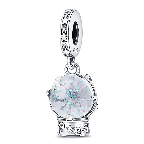 Geralin Gioielli Damen Charm-Anhänger Schneekugel Charm Beads 925 Sterling Silber Metallperle Für Frauen Mädchen Geschenk von Geralin Gioielli