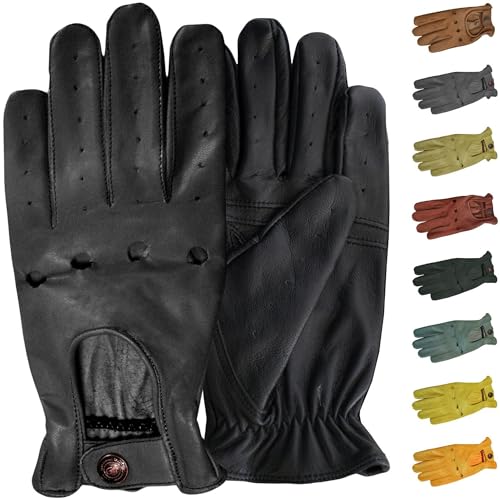 German Wear, Herren Driving Autofahrer-Handschuhe Lederhandschuhe, Größe:11=XXL, Farbe:Schwarz von German Wear