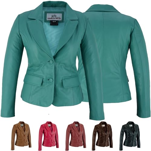 German Wear Damen Lederblazer Lederjacke Blazer Echtleder Jacke aus Lammnappa Leder Schwarz S Grün German Wear Damen Lederblazer Lederjacke Blazer Echtleder Jacke aus Lammnappa Leder Schwarz S Grün von German Wear