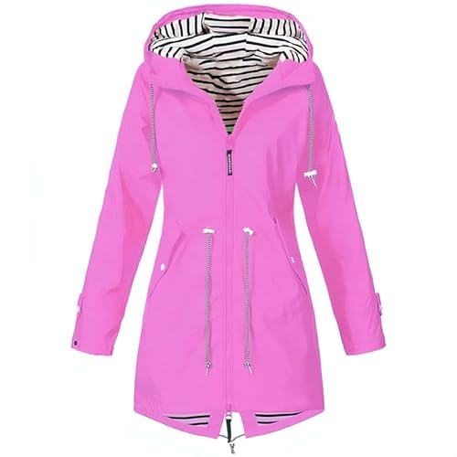 Gerrit Windbreaker-Mantel für Damen, Outdoor, mit Kapuze, Regenmantel, Frühling, Herbst, fuchsia, 52 von Gerrit