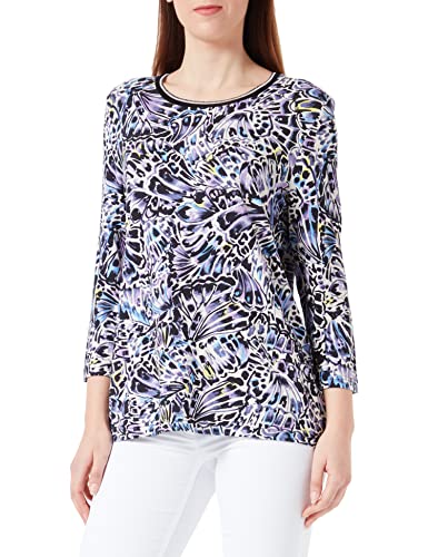 GERRY WEBER Damen 170209-35040 T-Shirt, Ecru/Weiss/Blau Druck, 44 von Gerry Weber