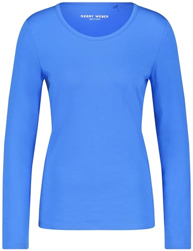 Gerry Weber Damen Basic Langarmshirt mit Stretchkomfort Langarm Langarmshirt mit Frontprint Langarmshirt unifarben Bright Blue 44 von Gerry Weber