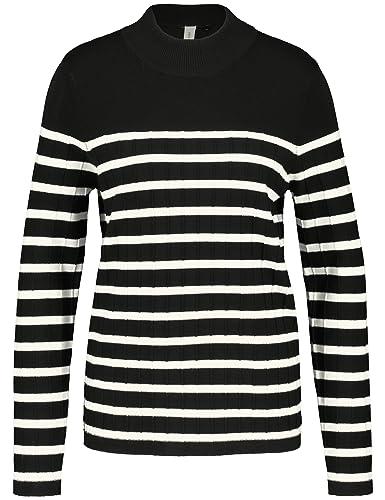 Gerry Weber Damen Feinstrickpullover mit Längsbiesen Langarm gestreift Schwarz/Ecru/Weiss Ringel 48 von Gerry Weber