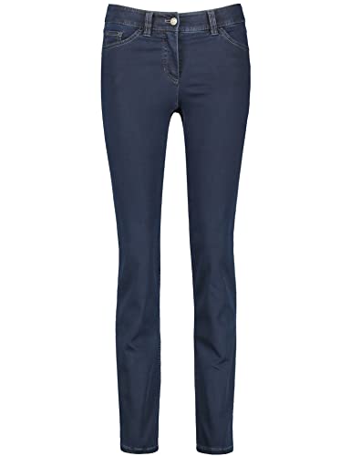 Gerry Weber Damen Figurformende Jeans Best4me Slim Fit Kurzgröße unifarben Kurzgröße Dark Blue Denim 36S von Gerry Weber