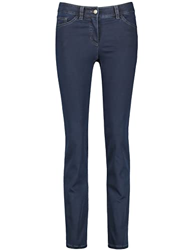 Gerry Weber Damen Figurformende Jeans Best4me Slim Fit Kurzgröße unifarben Kurzgröße Dark Blue Denim 42S von Gerry Weber