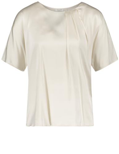 Gerry Weber Damen Fließendes Blusenshirt mit Material-Patch überschnittene Schultern, Kurzarm unifarben Whisper White 42 von Gerry Weber