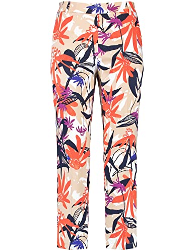 Gerry Weber Damen Floral gemusterte 7/8 Hose floral, Gemustert 7/8 Länge Ecru/Weiss/Rot/Orange Druck 42 von Gerry Weber