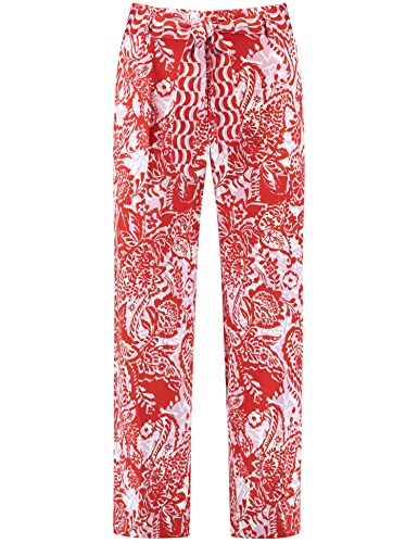 Gerry Weber Damen Gemusterte 7/8 Hose mit Bindegürtel floral, Gemustert 7/8 Länge Ecru/Weiss/Rot/Orange Druck 42 von Gerry Weber