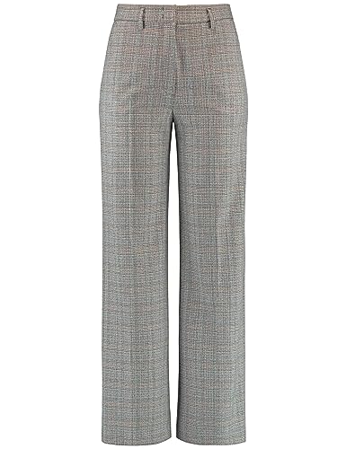 Gerry Weber Damen Glencheck-Hose mit weitem Bein kariert reguläre Länge Grau/Blau Karo 38 von Gerry Weber