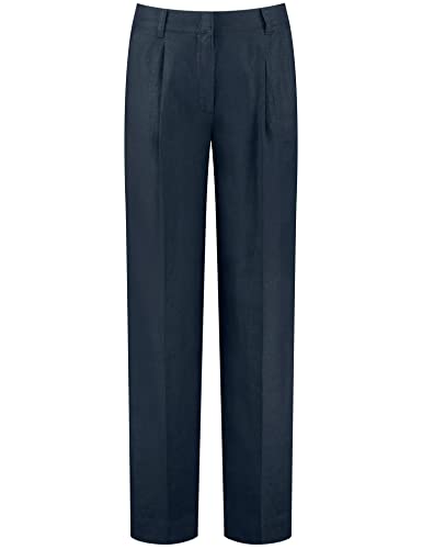 Gerry Weber Damen Hose Wide Leg aus reinem Leinen unifarben reguläre Länge Navy 36 von Gerry Weber