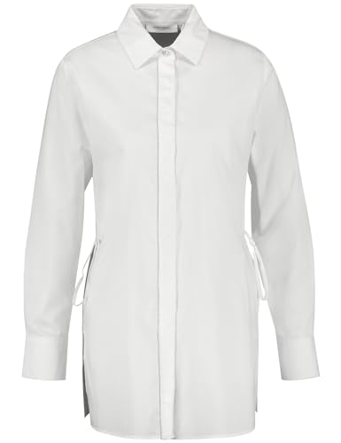 Gerry Weber Damen Klassische Longbluse mit Seitenschlitzen und Raffung Langarm, Manschetten, geknöpfte Armschlitze unifarben weiß/weiß 44 von Gerry Weber