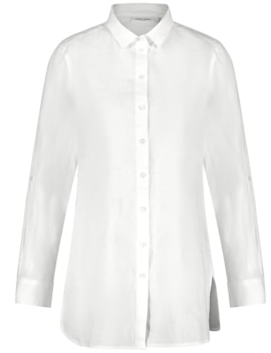 Gerry Weber Damen Longbluse aus Leinen Armriegel, Langarm, Manschetten unifarben weiß/weiß 46 von Gerry Weber