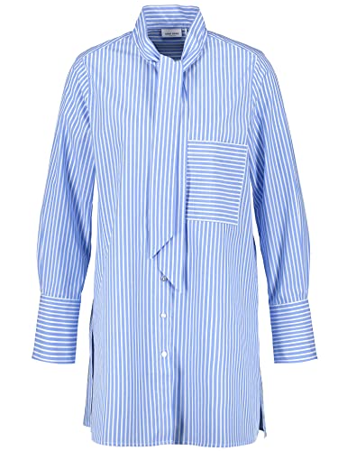 Gerry Weber Damen Longbluse mit Schleifenkragen Langarm, Manschetten gestreift Blau/Ecru/Weiss Streifen 46 von Gerry Weber