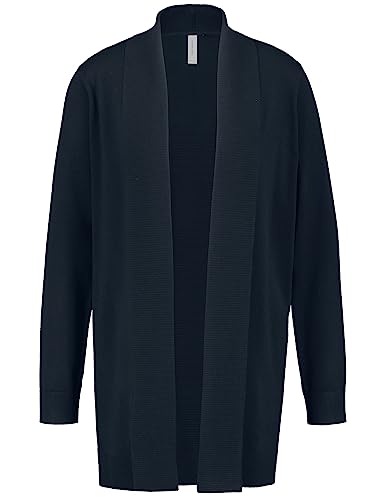 Gerry Weber Damen Offener Cardigan mit Rippstrick breite Rippenbündchen, Langarm unifarben Navy 42 von Gerry Weber