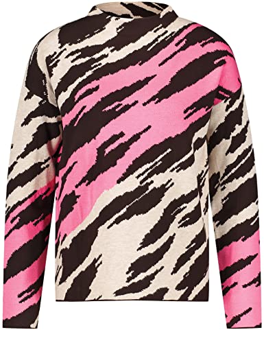 GERRY WEBER Damen 871020-35701 Pullover, Ecru/Weiss/Lila/Pink Gemustert, 44 von Gerry Weber