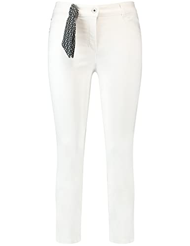 Gerry Weber Damen Schmale 7/8 Jeans mit Ziertuch unifarben 7/8 Länge Off-White 40 von Gerry Weber