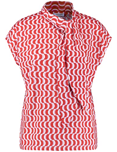 Gerry Weber Damen Shirt mit Schleifenkragen Ärmelbündchen, überschnittene Schultern Gemustert Ecru/Weiss/Rot/Orange Druck 42 von Gerry Weber