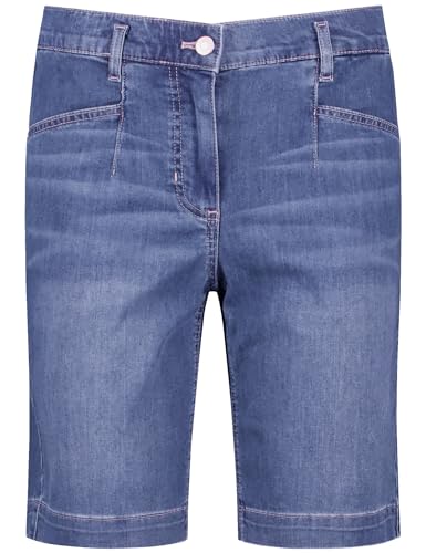 Gerry Weber Damen Shorts KIA꞉RA Relaxed FIT unifarben, Washed-Out-Effekt kurzes Bein Blue Denim mit use 46 von Gerry Weber