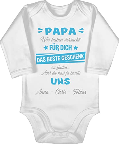 Baby Body langarm Mädchen Junge - zum Vatertag - Papa wir haben versucht das perfekte Geschenk zu finden - 12/18 Monate - Weiß - ausgefallene strampler geschenke für väter beste kinder fater von Geschenk mit Namen personalisiert by Shirtracer