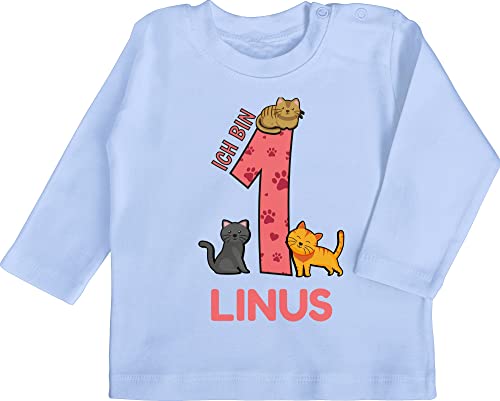 Baby Langarmshirt - Ich Bin 1 Name und lustige Katzen I Geschenk zum ersten Geburtstag I 1. Geburtstag - 6/12 Monate - Babyblau - geburtstagskleidung mädchen Jahr First Birthday Girl Outfit Baby Langarmshirt - Ich Bin 1 Name und lustige Katzen I Geschenk zum ersten Geburtstag I 1. Geburtstag - 6/12 Monate - Babyblau - geburtstagskleidung mädchen Jahr First Birthday Girl Outfit von Geschenk mit Namen personalisiert by Shirtracer
