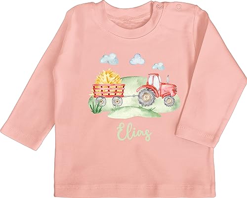 Baby Langarmshirt - Traktor Trecker Bauer Schlepper Landwirtschaft Bulldog - 3/6 Monate - Babyrosa - Traktoren Motiv Tshirt Tractors Geschirr Longsleeve traktorfans Langarm Landwirt t-Shirt Traktor, Baby Langarmshirt - Traktor Trecker Bauer Schlepper Landwirtschaft Bulldog - 3/6 Monate - Babyrosa - Traktoren Motiv Tshirt Tractors Geschirr Longsleeve traktorfans Langarm Landwirt t-Shirt Traktor, von Geschenk mit Namen personalisiert by Shirtracer