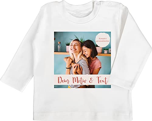 Baby Langarmshirt - eigenem - Foto Bild - 18/24 Monate - Weiß - eigene Design selbst Aufdruck zum beschriften selber schreiben Personalised Drauf drucken Text Fotos Bedrucken Lassen designen von Geschenk mit Namen personalisiert by Shirtracer