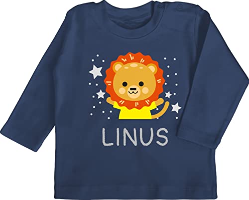 Baby Langarmshirt - Löwen - Löwe Name - 3/6 Monate - Navy Blau - Babykleidung Lions namens Geschenke Tshirt Langarm süßer und t Shirts wunschtext Jungen t-Shirt personalisiertes mädchen Shirt von Geschenk mit Namen personalisiert by Shirtracer