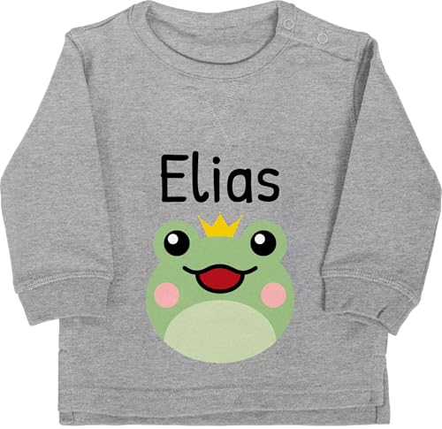 Baby Pullover Jungen Mädchen - Name anpassbar - Süßer Frosch - 12/18 Monate - Grau meliert - personalisiertes Sweatshirt Kinder personalisierte Geschenke frösche Pulli froschmotiv Kindergarten Baby Pullover Jungen Mädchen - Name anpassbar - Süßer Frosch - 12/18 Monate - Grau meliert - personalisiertes Sweatshirt Kinder personalisierte Geschenke frösche Pulli froschmotiv Kindergarten von Geschenk mit Namen personalisiert by Shirtracer