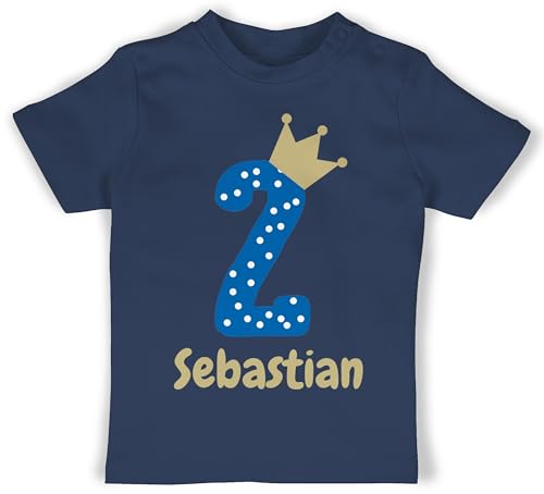 Baby T-Shirt Mädchen Jungen - 2. - Zweiter Geburtstag Zwei Jahre alt Werden Zweites Lebensjahr Kleinkinds zweiter Geburtstag - 18/24 Monate - Navy Blau - personalisierter 2 Years Geburtstags Name von Geschenk mit Namen personalisiert by Shirtracer