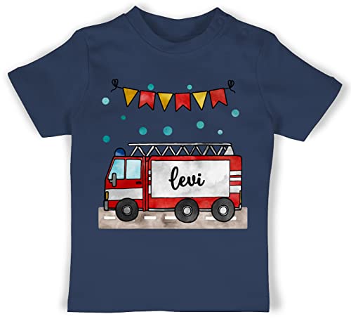 Baby T-Shirt Mädchen Jungen - Feuerwehr - Feuerwehrauto - Geschenk - 12/18 Monate - Navy Blau - neugeborenen und t Shirt personalisiertes Tshirt Name für Kind Geschenke personalisierte freiwillige von Geschenk mit Namen personalisiert by Shirtracer