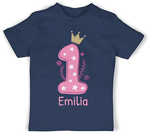 Baby T-Shirt Mädchen Jungen - 1. Geburtstag - Ich Bin EINS - 18/24 Monate - Navy Blau - 1 Jahre alt Shirt Kurzarm personalisierte Jahr Schon Babygeschenk geburtstagsshirt Mein Tshirt erster von Geschenk mit Namen personalisiert by Shirtracer