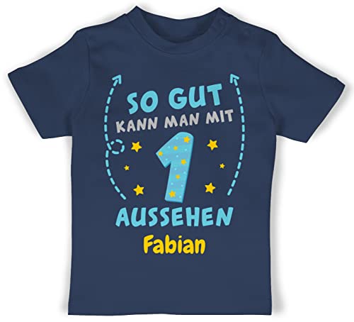 Baby T-Shirt Mädchen Jungen - 1. Geburtstag - So gut kann Man mit 1 Aussehen - 18/24 Monate - Navy Blau - geburtstagsshirt Junge personalisierte Geschenke Outfit personalisiertes Jahr von Geschenk mit Namen personalisiert by Shirtracer