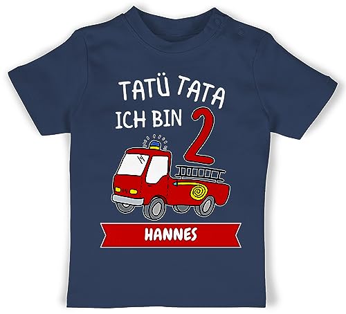 Baby T-Shirt Mädchen Jungen - 2. - Tatü Tata Ich Bin 2 - Feuerwehr Zweiter Geburtstag - 18/24 Monate - Navy Blau - Geburtstags Tshirt 2ter t Shirt Junge geburtstagstshirt Zwei Jahre t-Shirts Name von Geschenk mit Namen personalisiert by Shirtracer