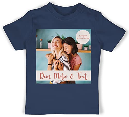 Baby T-Shirt Mädchen Jungen - eigenem - Foto Bild - 3/6 Monate - Navy Blau - zum selber Shirt eigenen Druck Junge fotogeschenk t Bedruckt Tshirt für Bedrucken Lassen Shirts Text Personalisieren von Geschenk mit Namen personalisiert by Shirtracer