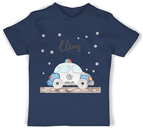 Baby T-Shirt Mädchen Jungen - Polizei Blaulicht Bundespolizei Polizeiauto Polizist - 18/24 Monate - Navy Blau - Polizisten Auto t Shirt für Kinder t-Shirts Fuer Tshirt von Geschenk mit Namen personalisiert by Shirtracer