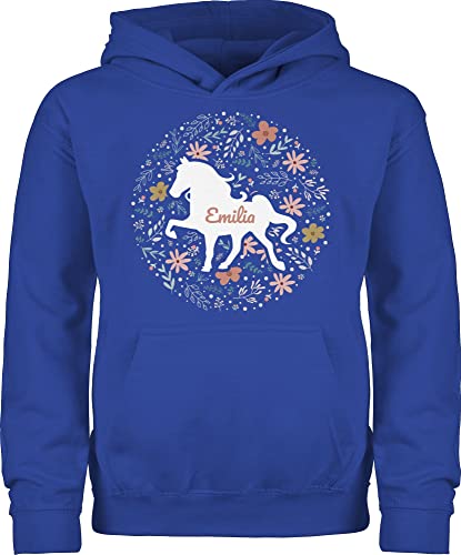 Kinder Hoodie Jungen Mädchen - Pferde - Pferd - Pferdemädchen - 152 (12/13 Jahre) - Royalblau - reiten Name und Geschenk+für+pferdeliebhaber für Reiterin pferdezubehör pferdegeschenk von Geschenk mit Namen personalisiert by Shirtracer