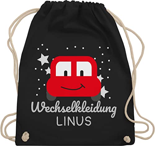 Turnbeutel Rucksack - Kita Beutel Wechselsachen Jungen - Wechselkleidung Auto - Unisize - Schwarz - turnsackerl kindergarten wechselbeutel wechselwäsche beutelrucksäcke für kindergartenbeutel von Geschenk mit Namen personalisiert by Shirtracer