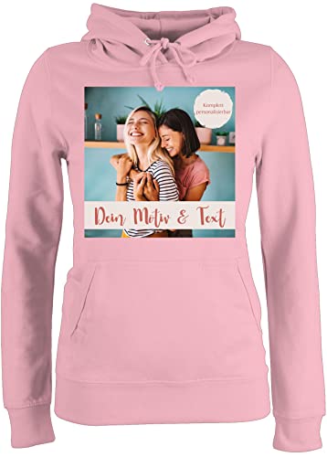 Pullover Damen Hoodie Frauen - eigenem - Foto Bild - L - Hellrosa - selbst druck bedrucken und text bildern selber anpassen machen drauf drucken kann persönlichem wo man ein von mir gestalten von Geschenk mit Namen personalisiert by Shirtracer