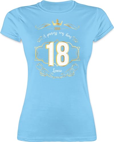 Shirt Damen - 18. Geburtstag - Geburtsjahr 2006 - A Princess was Born - mit Name - XL - Hellblau - mädchen Tshirt personalisierte Geschenke zum 18.Geburtstag 18 t-Shirt t Frauen 18: t.Shirt von Geschenk mit Namen personalisiert by Shirtracer