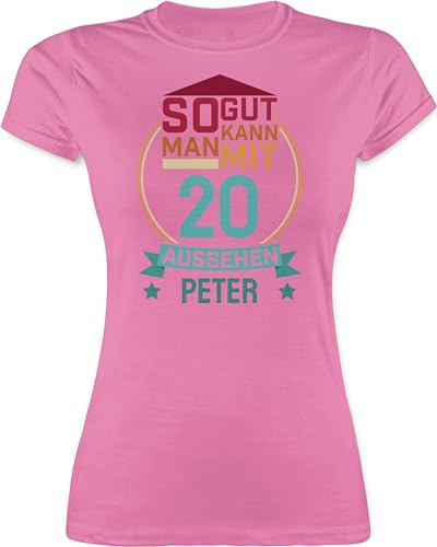 Shirt Damen - 20. Geburtstag - So gut kann Man mit 20 Aussehen - 20 Jahre Geschenk Zwanzigsten 20.Geburtstag Zwanzig - L - Rosa - Name t-Shirt zwanzigster Tshirt t von Geschenk mit Namen personalisiert by Shirtracer