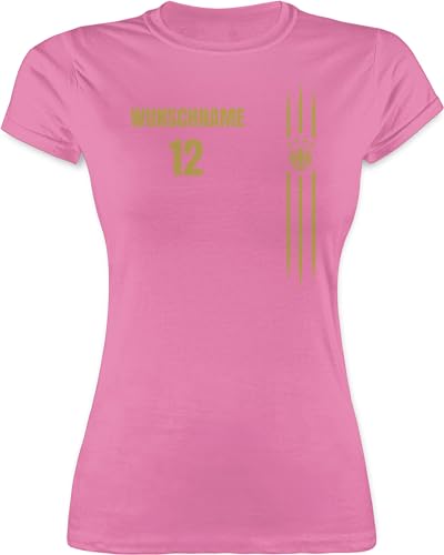 Shirt Damen - 2024 Fussball EM Fanartikel - Deutschland Name und Nummer - L - Rosa - fußball w m Tshirt wm 24 Deutschland-t-Shirt Fanshirt Fussball-wm Fan Shirts Trikot t-Shirt fußball-Fanartikel von Geschenk mit Namen personalisiert by Shirtracer