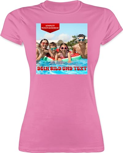 Shirt Damen - Bild - Eigenem Foto - XXL - Rosa - und ausgewählten beschriften Text wo Man Sein eigenes eigene Fotos personalisierbar selber Machen selbst eigenen Bilder vorne Wunsch Meinen von Geschenk mit Namen personalisiert by Shirtracer