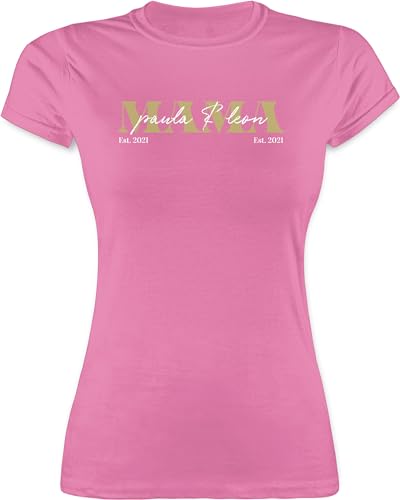 Shirt Damen - Mama Geschenk mit Namen Kinder Datum Geburtsjahr Muttertagsgeschenk Mutti seit - L - Rosa - Tshirt personalisierte Muttertag mom selbst Bedrucken Mutter Tag Mother s Day von Geschenk mit Namen personalisiert by Shirtracer