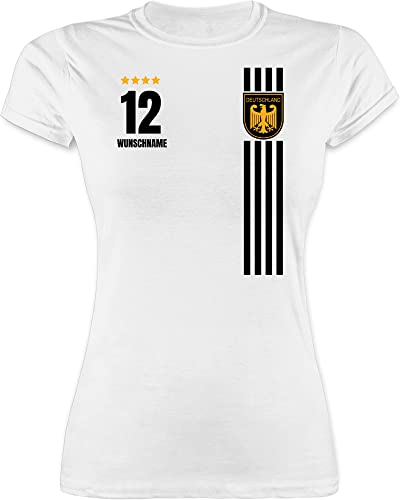 Shirt Damen - 2024 Fussball EM Fanartikel - Deutschland Germany Trikot Style - XXL - Weiß - Deutschland. Tshirt wm 24 Bundesadler t Shirt. Deutschland-t-Shirt fußball-Fanartikel von Geschenk mit Namen personalisiert by Shirtracer