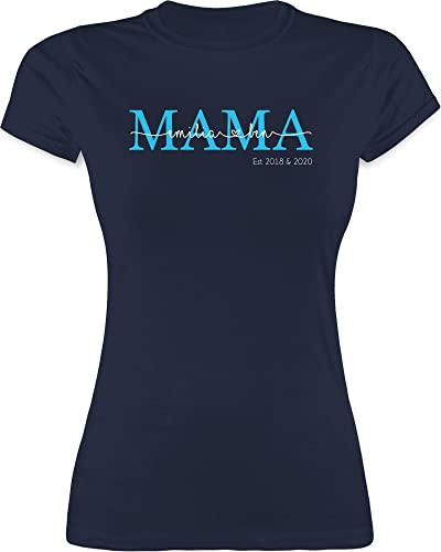 Shirt Damen - Mama Kindernamen Geschenk Geburtstag - S - Navy Blau - Geschenke Muttertag Mutter und Sohn Girl Tshirt muttertagsgeschenk muttertagsgeschenke t-Shirt muttertags Since t Gifts for Mum von Geschenk mit Namen personalisiert by Shirtracer