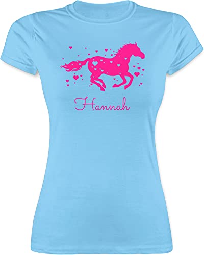 Shirt Damen - Pferd - Pferde Geschenk Mädchen - M - Hellblau - Pferdesport Tshirt Geschenke für pferdefans reiten Sachen pferden pferdemotive Pferdefreunde pferdefan von Geschenk mit Namen personalisiert by Shirtracer