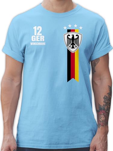 T-Shirt Herren - 2024 Fussball EM Fanartikel - Germany WM Fan Deutschland - L - Hellblau - Shirt fußball personalisierbar Trikot Tshirt Oberteile männer 24 Name Nationalmannschaft t Herren-Shirt von Geschenk mit Namen personalisiert by Shirtracer