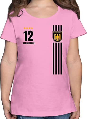 T-Shirt Mädchen - 2024 Fussball EM Fanartikel - Deutschland Germany Trikot Style - 116 (5/6 Jahre) - Rosa - Tshirt Kinder t Shirt wm fußball w m Oberteil für Trikots Geschenke t_Shirt Kind von Geschenk mit Namen personalisiert by Shirtracer